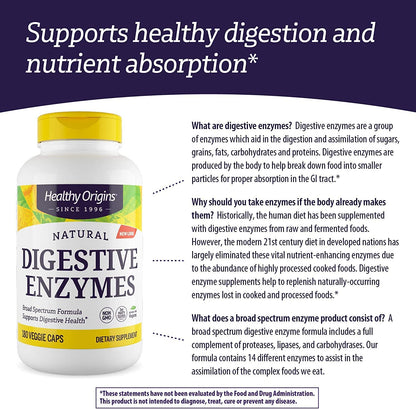 Healthy Origins Digestive Enzymes (NEC) Broad Spectrum - with Protease