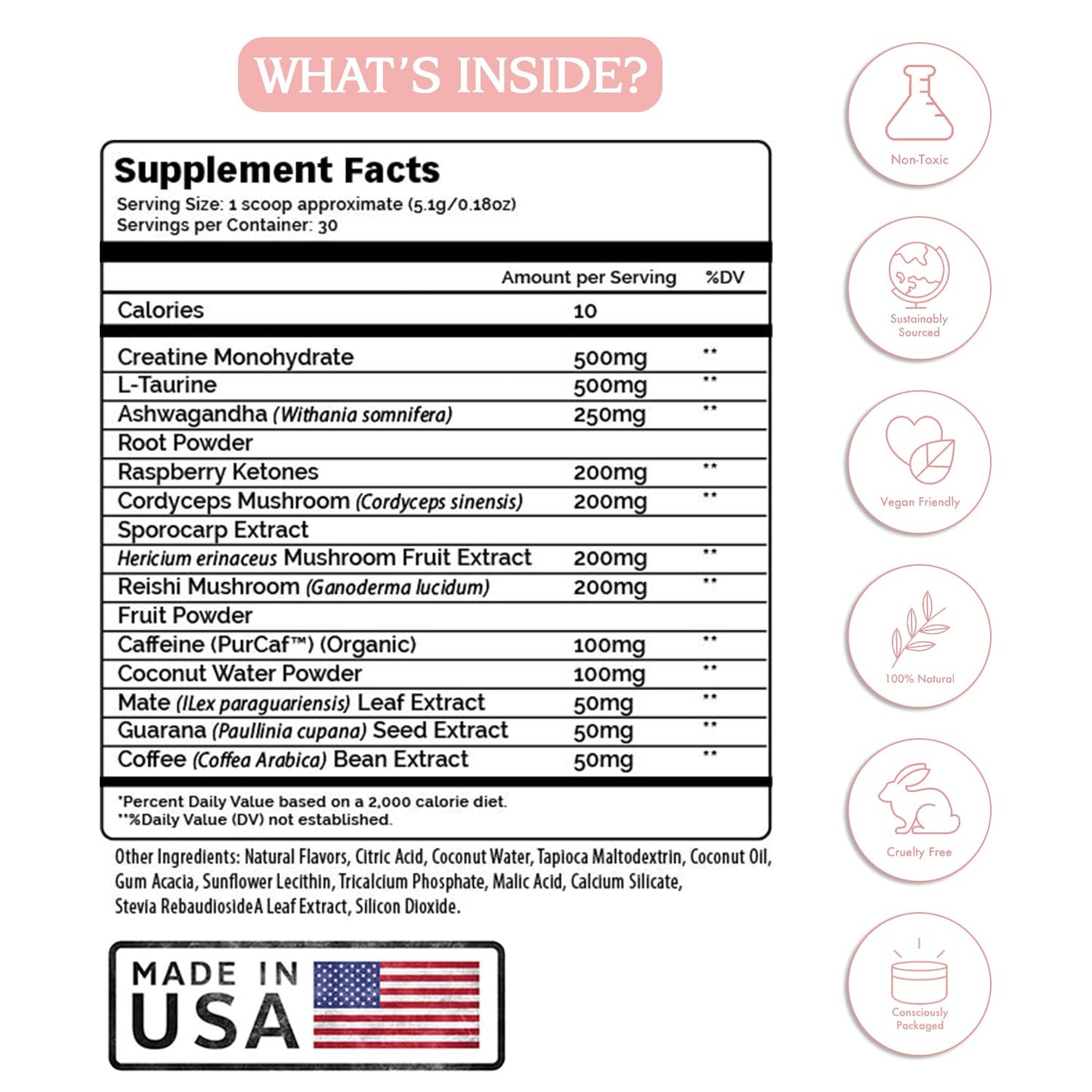 Bella Vérité Phyto Stim | Natural Pre Workout Powder | Yerba Mate and Ashwagandha | Mushroom Powder with Reishi, Lion’s Mane and Cordyceps | Made in USA | 30 Servings