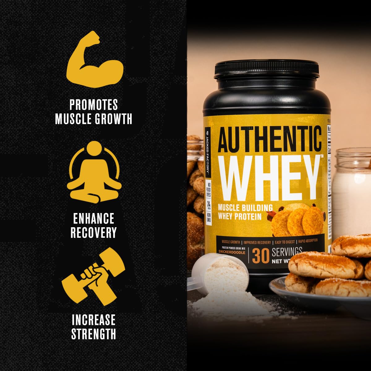 Jacked Factory Authentic Whey Muscle Building Whey Protein Powder - Low Carb