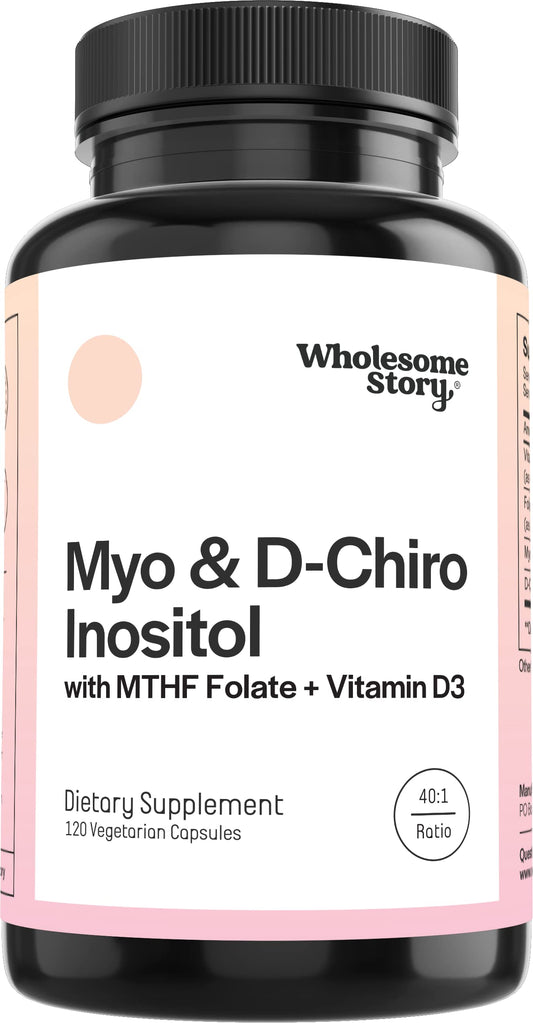 Myo-Inositol & D-Chiro Inositol Capsules with MTHF, Folate, Vitamin D| Support 