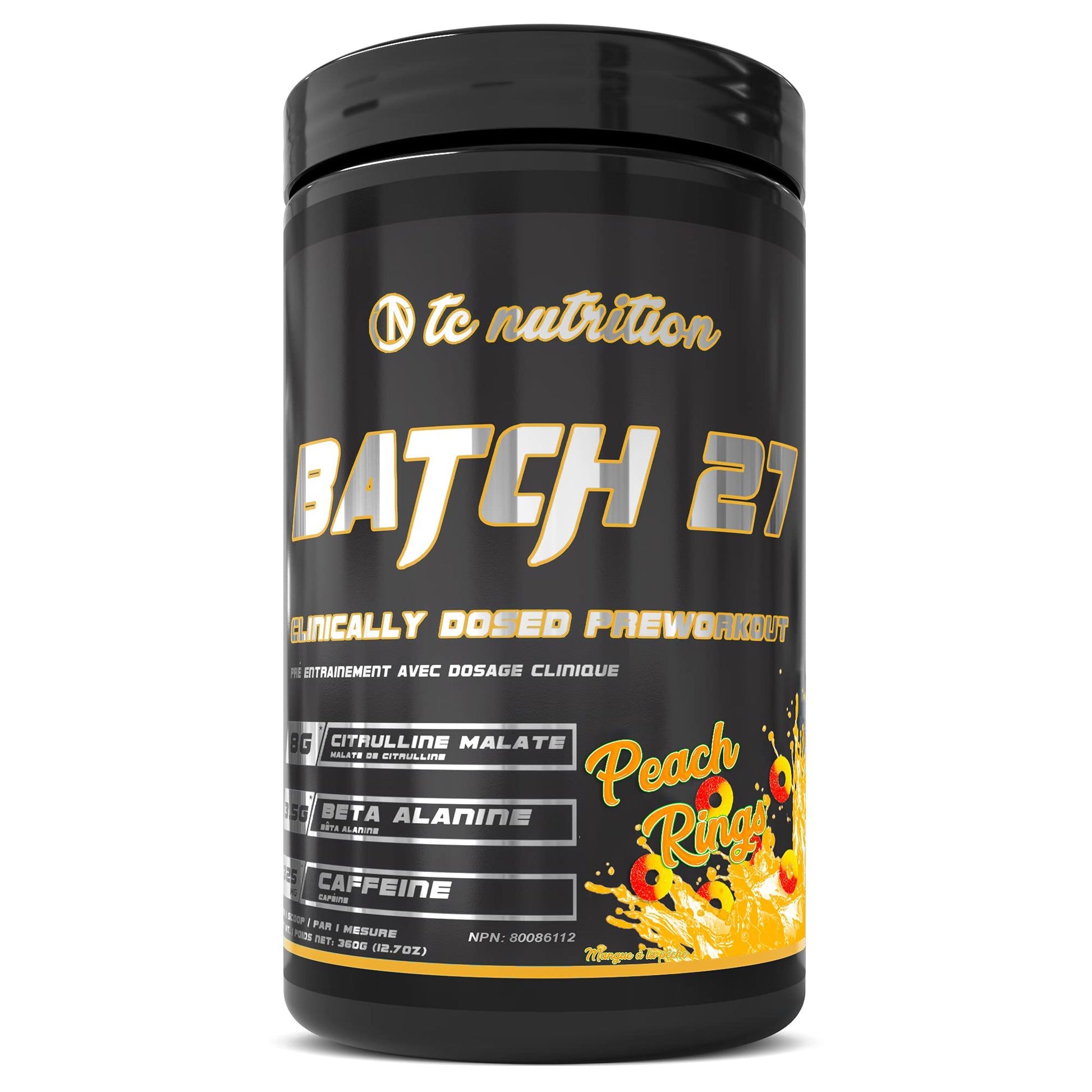 Batch 27 Pre Workout Powder - 8g Citrulline, 3.5g Beta Alanine, 2.5g Betaine, 325mg Caffeine