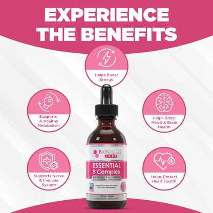 BioSource Labs Essential B Complex - Daily Vegan Vitamin B-Complex Sublingual Liquid