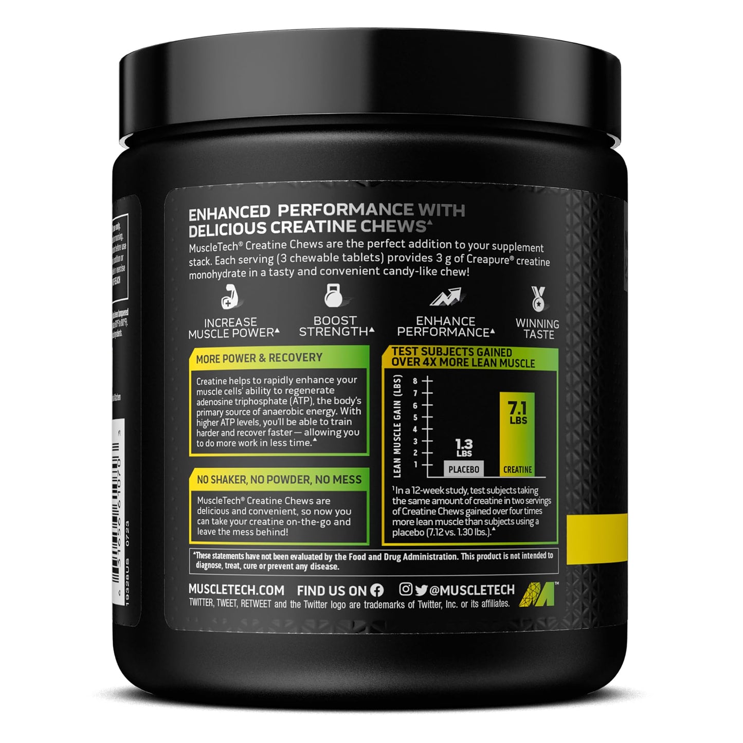 MuscleTech | Creatine Chews | Creapure | Muscle Recovery + Builder for Men & Women