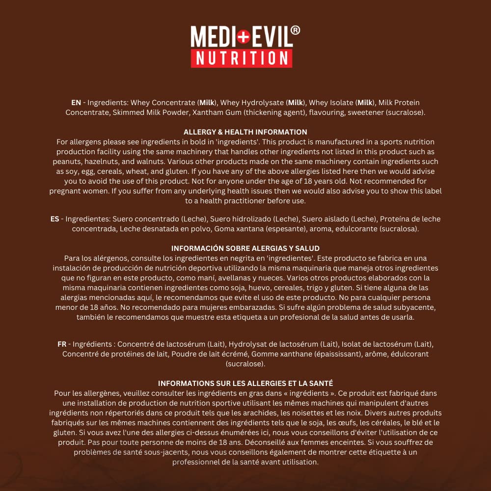 Medi-Evil Nutrition Whey Dynamic Protein, Triple Chocolate Flavour, 600g, 20 Servings