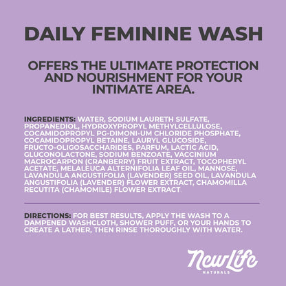 NewLife Naturals Daily Feminine Wash for pH Balance and Odor Control for Feminine Hygiene Intimate Wash