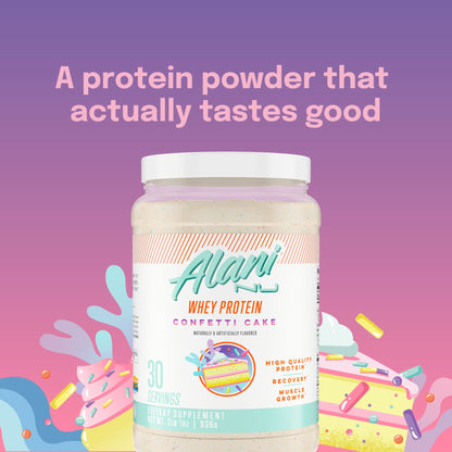 Alani Nu Whey Protein Powder Confetti Cake | 23g Protein with Low Sugar & Digestive Enzymes