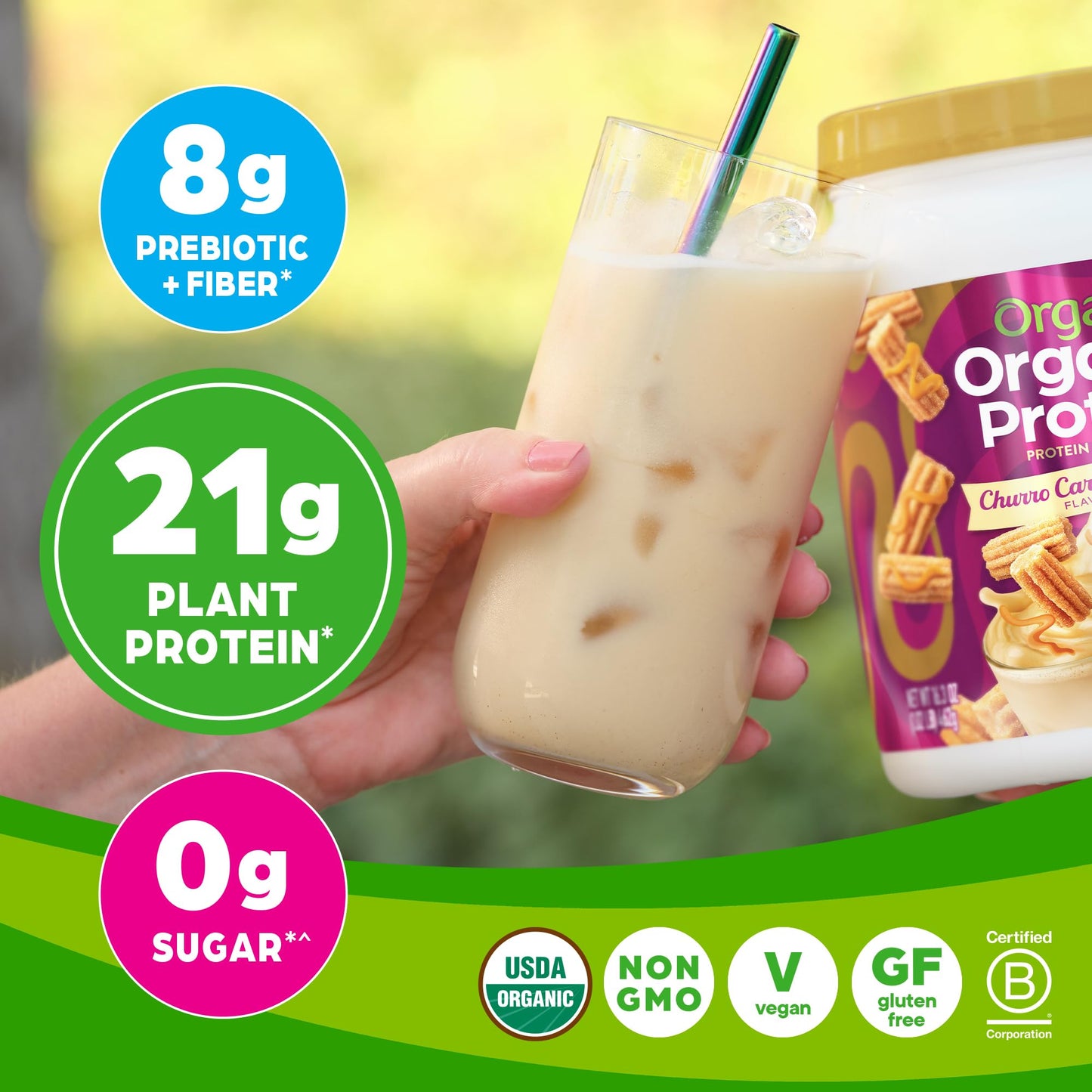 Orgain Organic Vegan Protein Powder, Churro Caramel Swirl - 21g Plant Based Protein