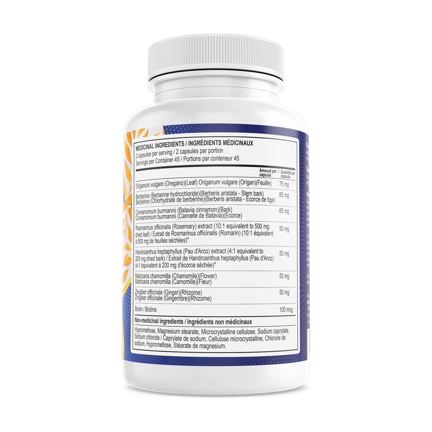 BioMatrix Candid-X Gut Cleanse with Berberine, Oregano, Sodium Caprylate, Chamomile, Ginger