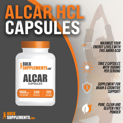 BULKSUPPLEMENTS.COM Acetyl L-Carnitine Capsules - ALCAR HCl, Carnitine Supplement