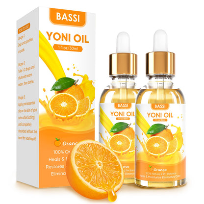 BASSI 2PCS Yoni Oil Organic Feminine Oil Vaginal Moisturizer - Ph Balance for Women - Feminine Deodorant