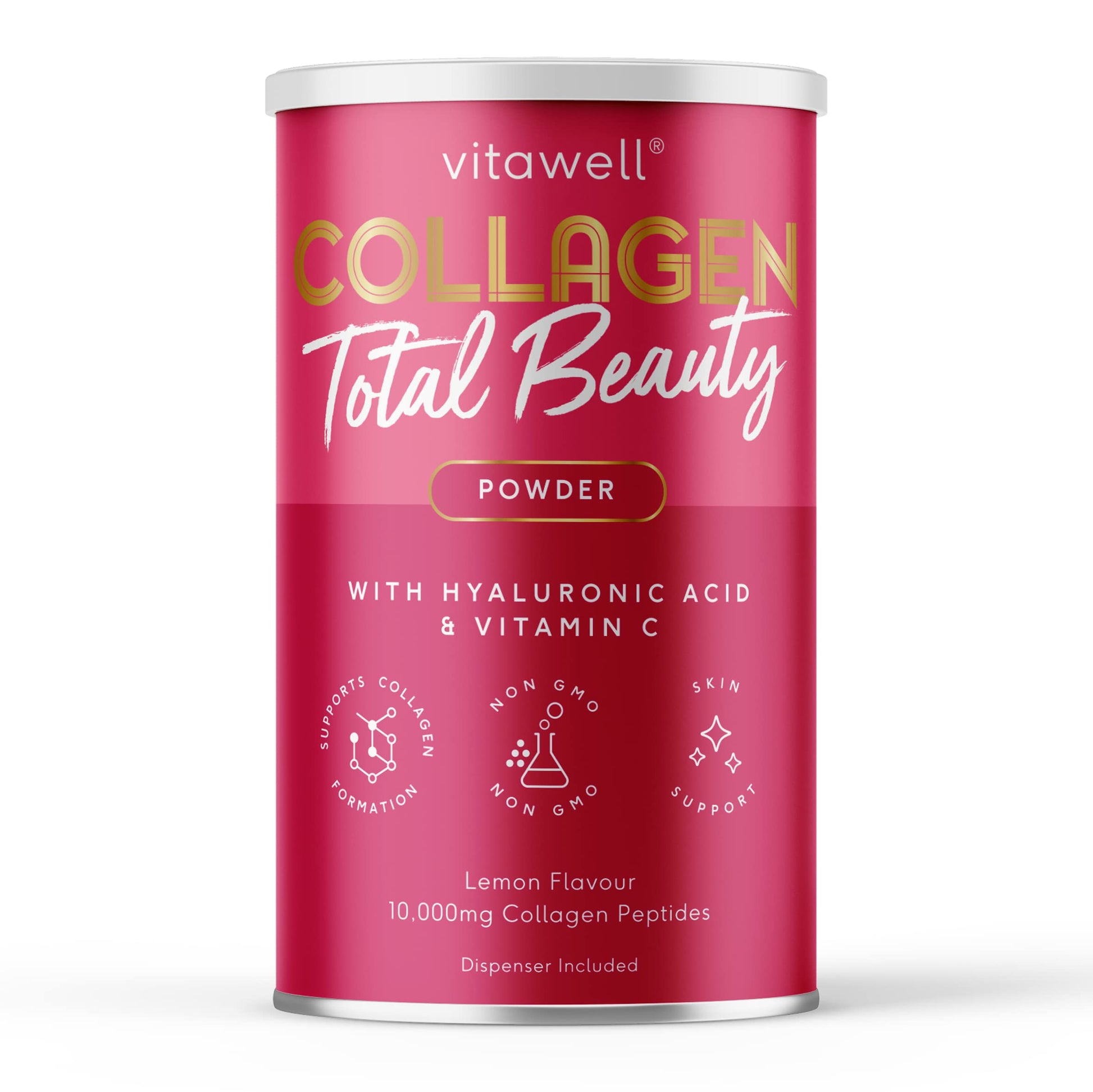 Vitawell Collagen Total Beauty Powder | 200g Lemon Flavour Hydrolysed Collagen Powder