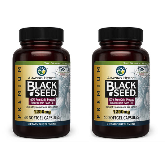 Amazing Herbs Premium Black Seed Oil Capsules - High Potency, Cold Pressed Nigella 