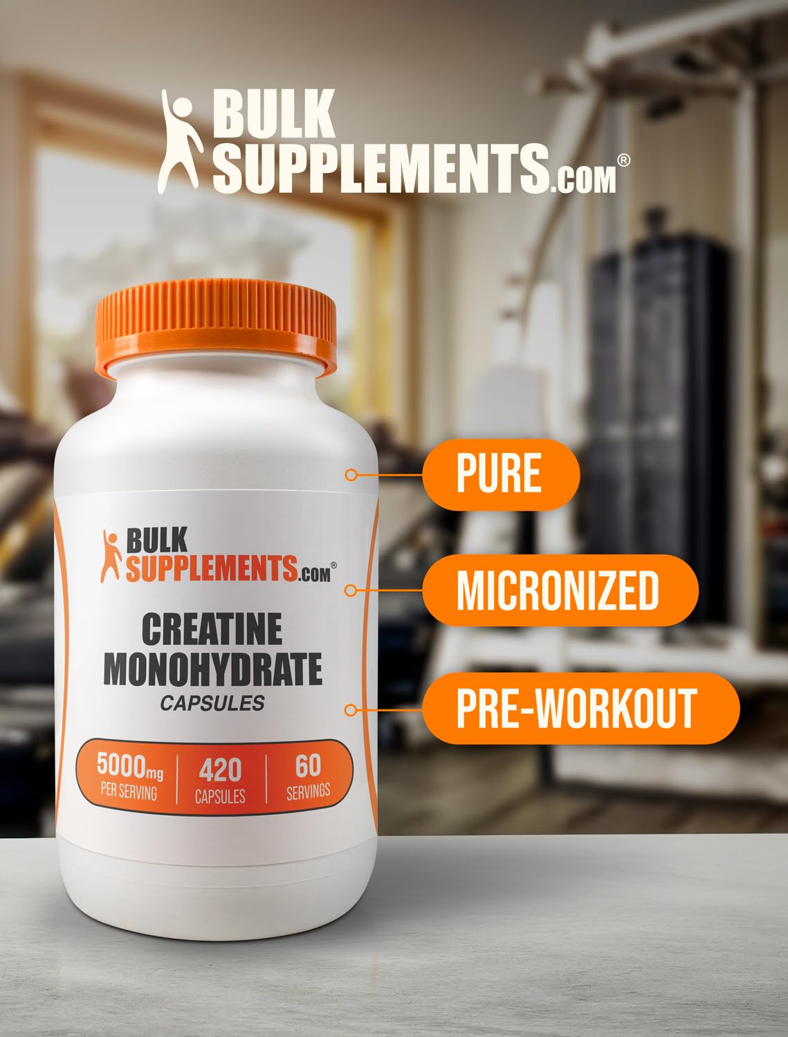 BULKSUPPLEMENTS.COM Creatine Monohydrate Capsules - Micronized Creatine Monohyd