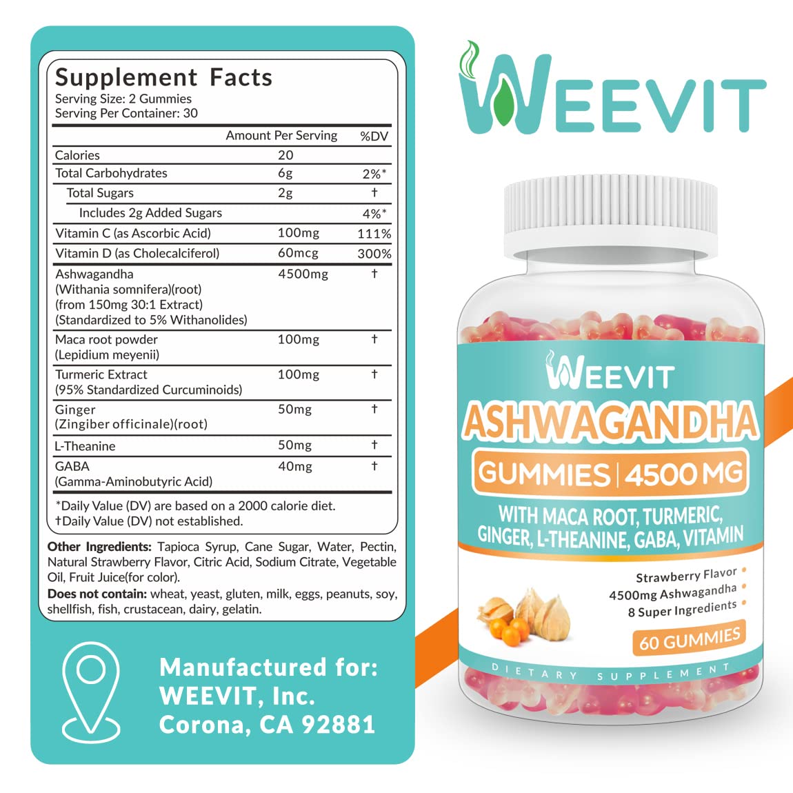 Ashwagandha Gummies 4500mg for Women & Men, Ashwagandha Gummy with Maca Root