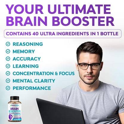 40-in-1 Brain Booster Supplements for Memory, Focus, Clarity, Energy, Performance