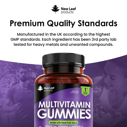 Multivitamin Gummies High Strength for Men Women - Vegetarian +14 Essential Vitamins