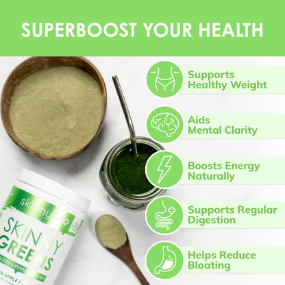 SkinnyFit Skinny Greens, Green Juice Superfood Powder, Green Apple Flavor, Natural Energy