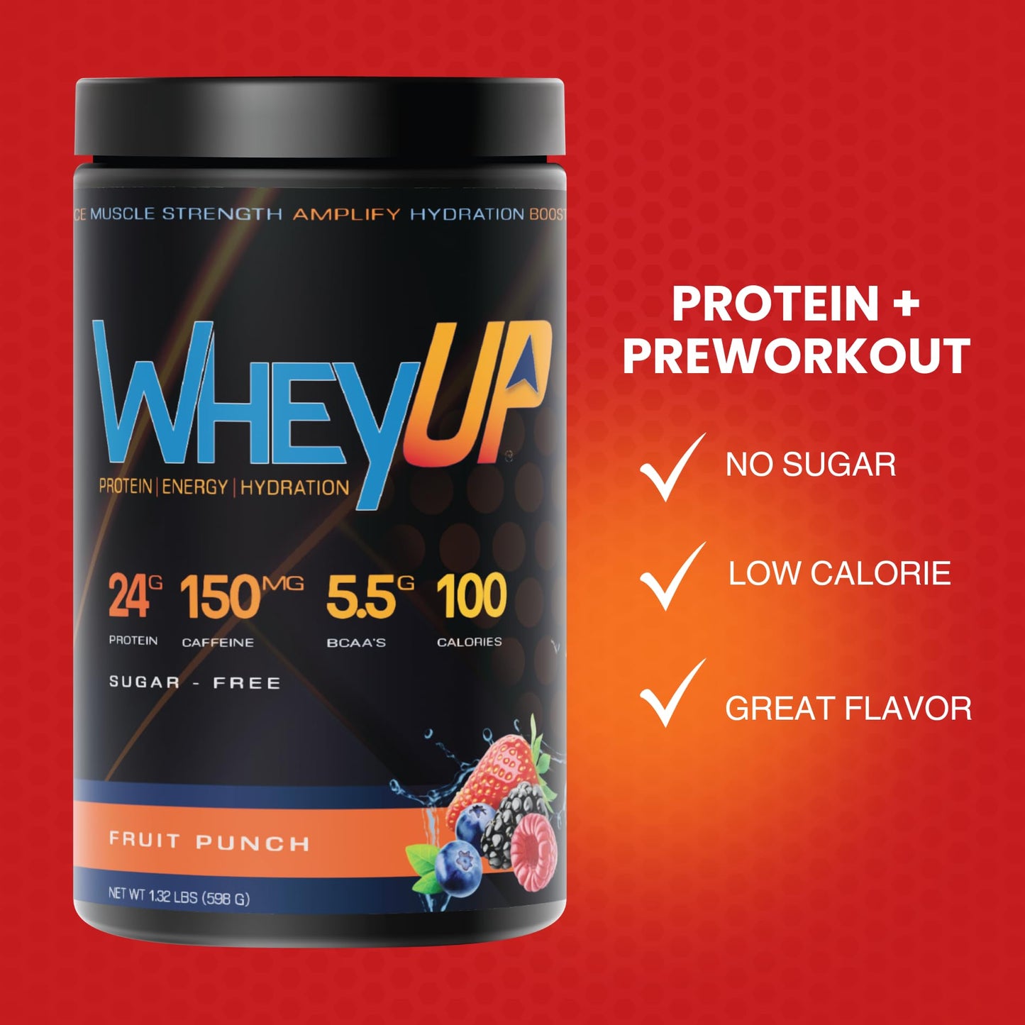 WheyUP Clear Whey Isolate Protein Powder, Blue Raspberry - 150mg Caffeine - 20 Servings