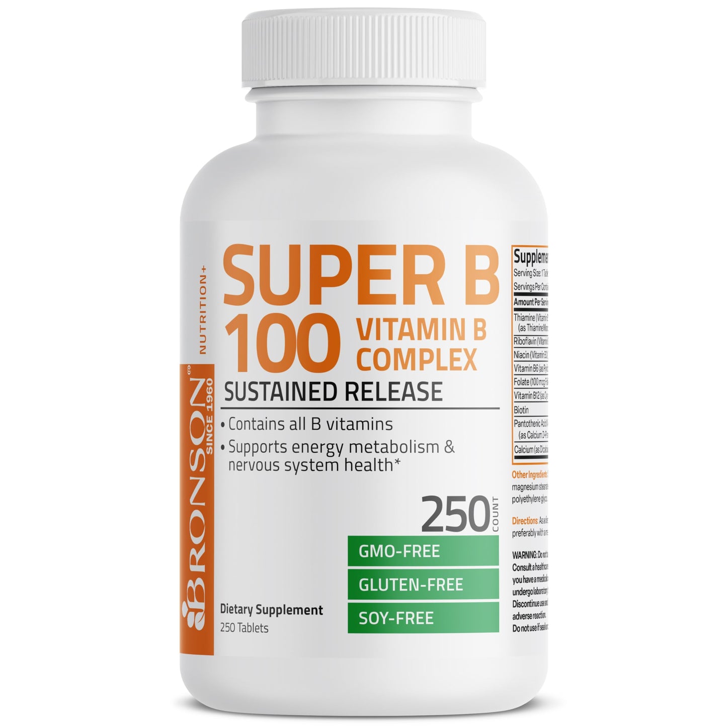 Bronson Super B 100 Vitamin B Complex Sustained Release Contains All B Vitamins