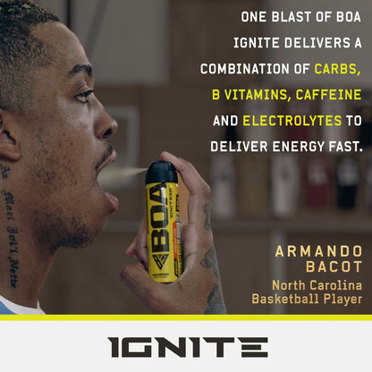 BOA Ignite Blast – Oral Aerosol Rapid Energy Solution – Pre Workout with Caffeine, B Vitamins, Electrolytes, Carbohydrates (Citrus Flavor)