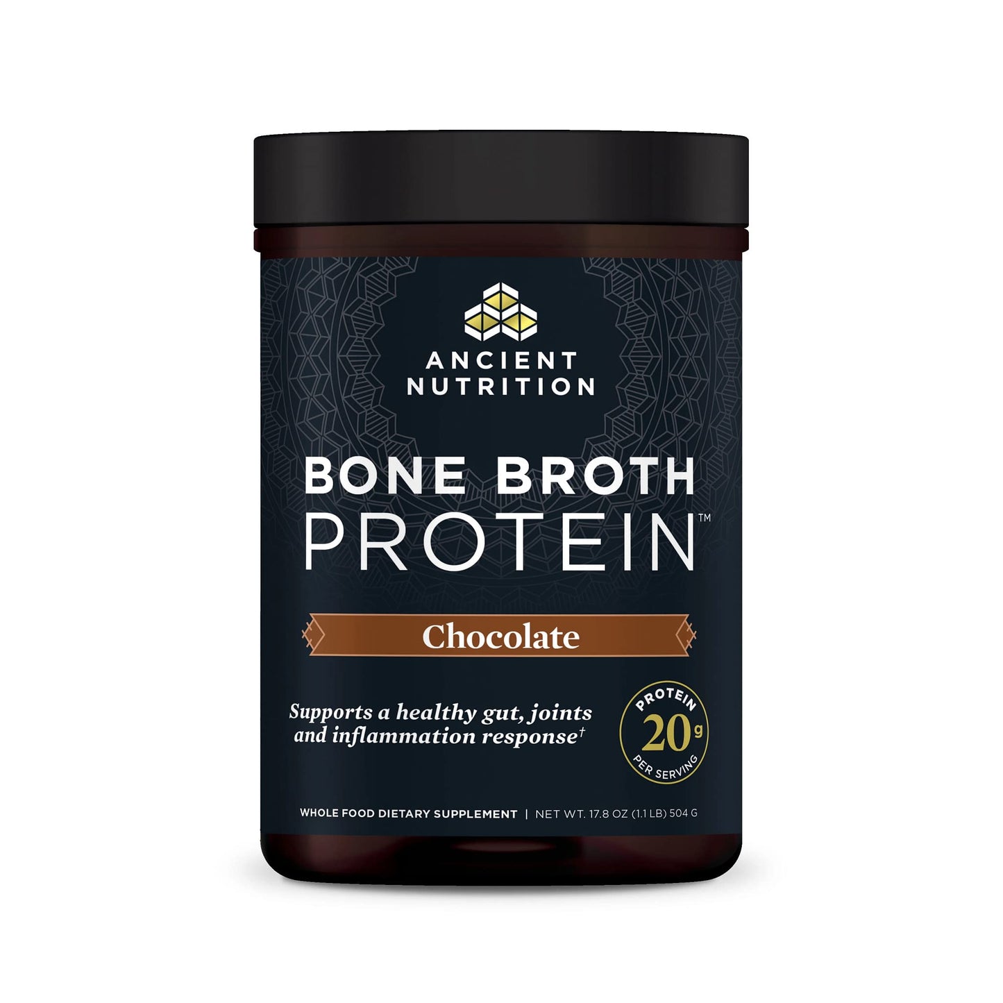 Ancient Nutrition Protein Powder Made from Real Bone Broth, Chocolate, 20g Protein 