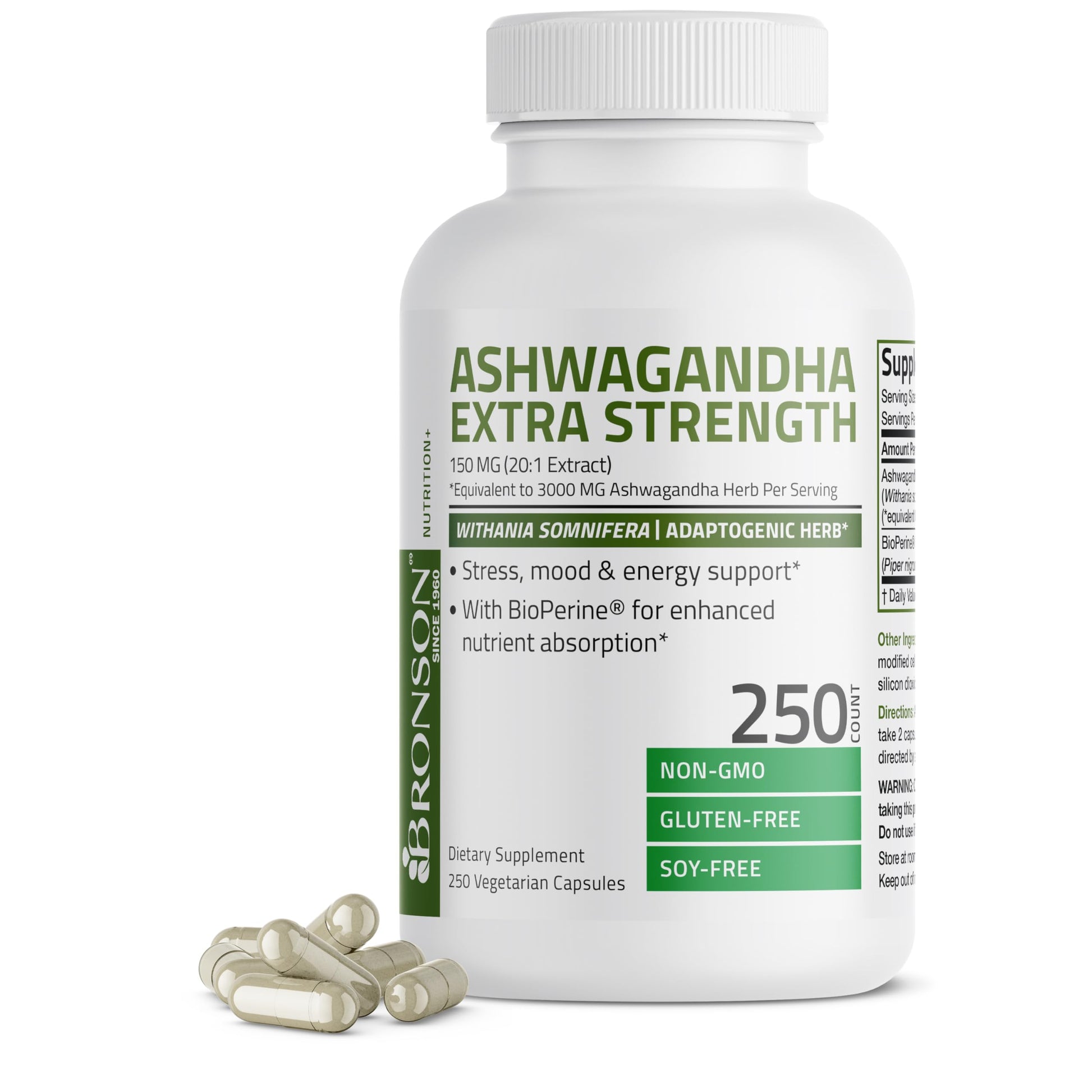 Bronson Ashwagandha Extra Strength 3000 mg Stress & Mood Support with BioPerine