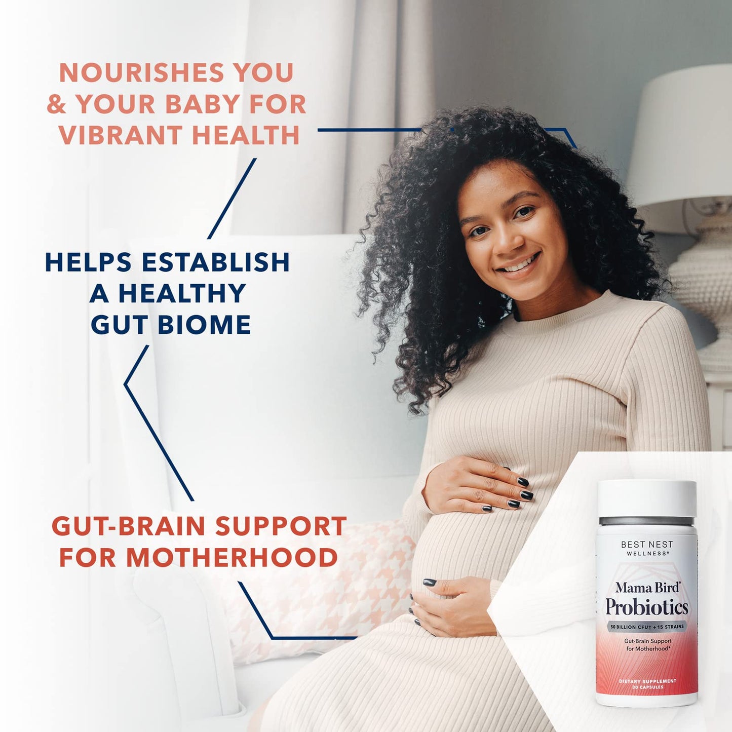 Best Nest Wellness Mama Bird Probiotics for Prenatal, Postnatal, Fertility, Women Digestive