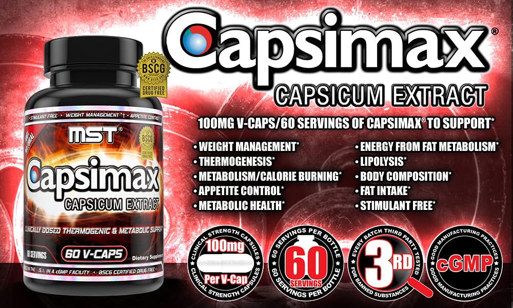 MST Capsimax Supplement 100mg V Capsules, 60 Servings Clinically Dosed Weight Management