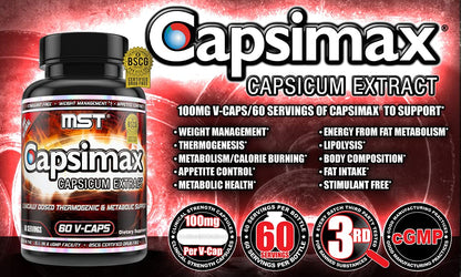 MST Capsimax Supplement 100mg V Capsules, 60 Servings Clinically Dosed Weight Management