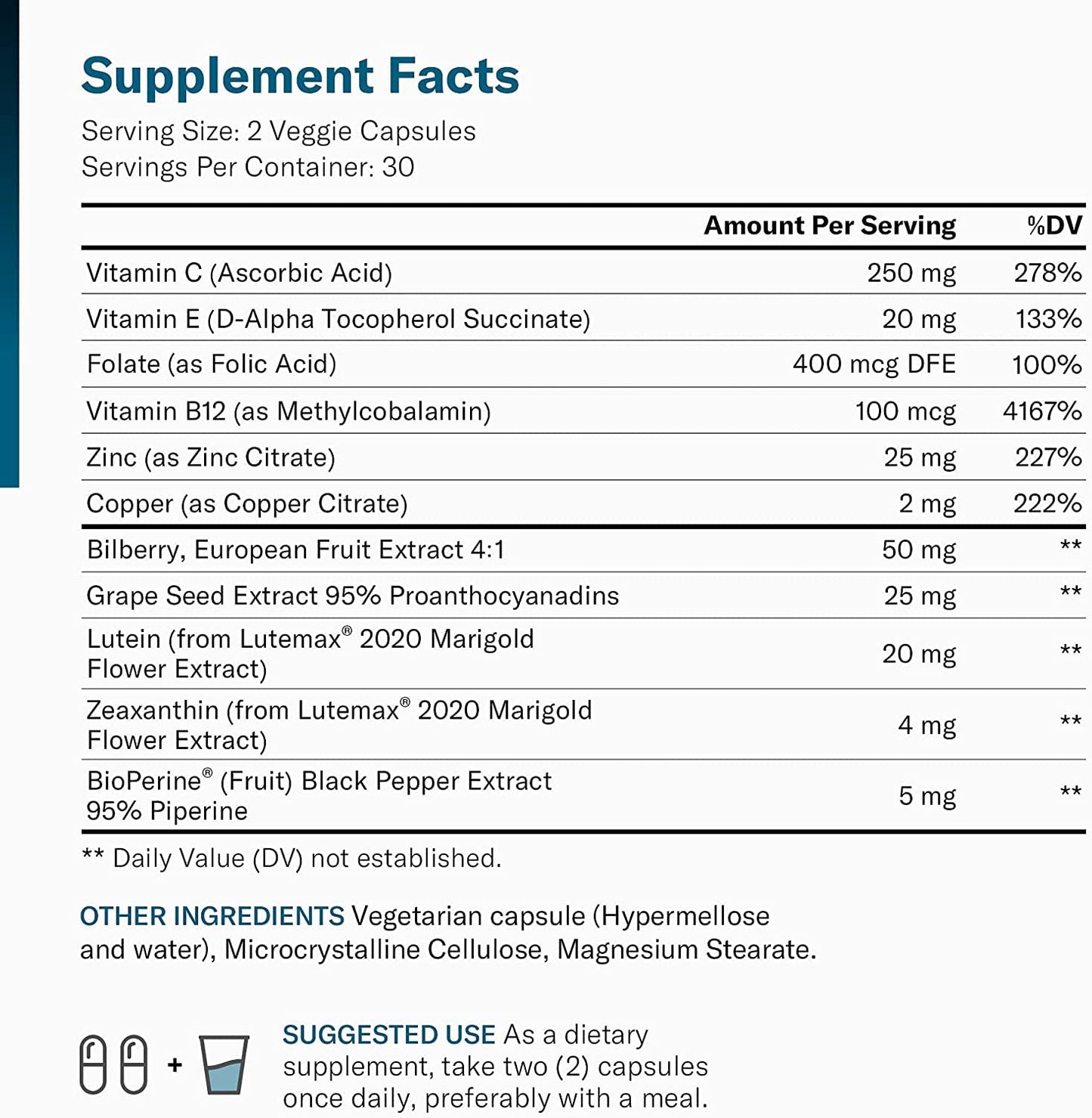 Areds 2 Eye Vitamins - Lutein, Zeaxanthin & Bilberry Extract - Supports Eye