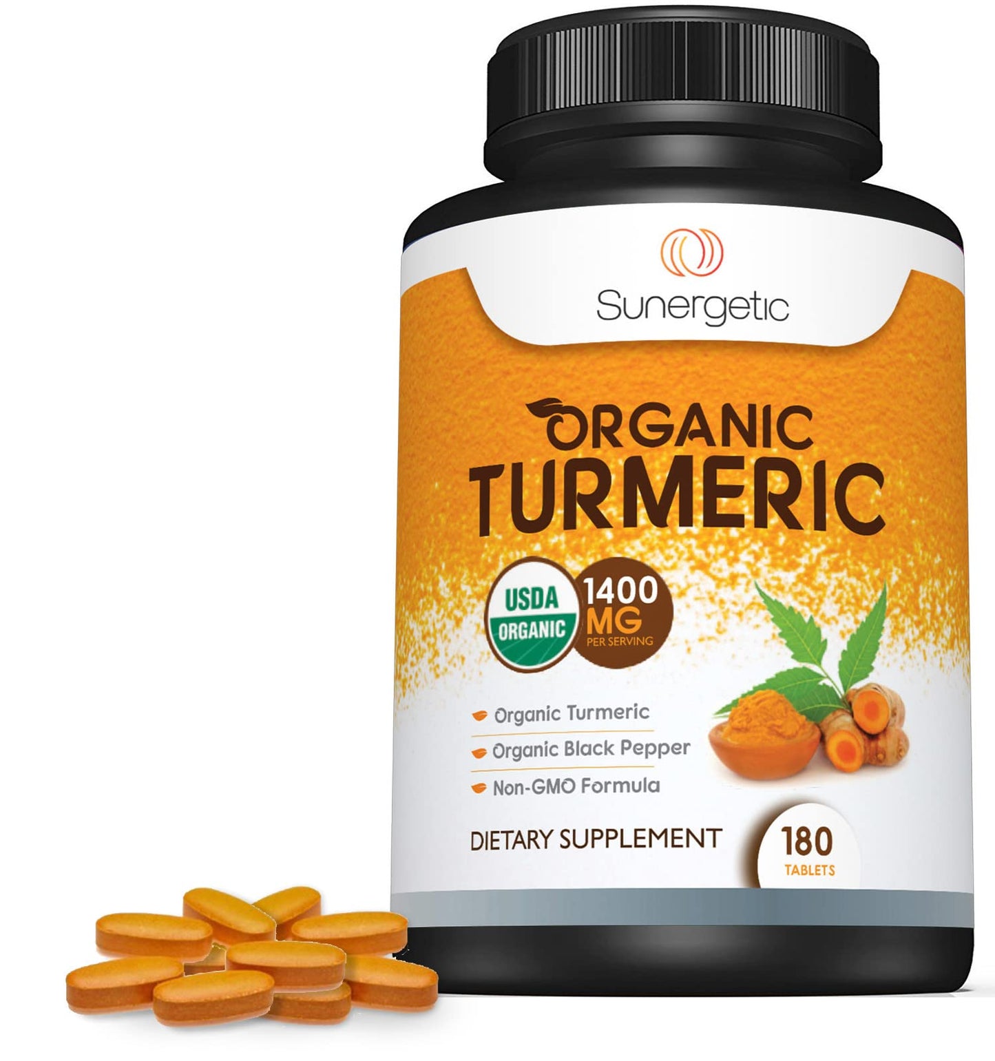 Sunergetic USDA Certified Organic Turmeric Supplement – Includes Organic Turmeric