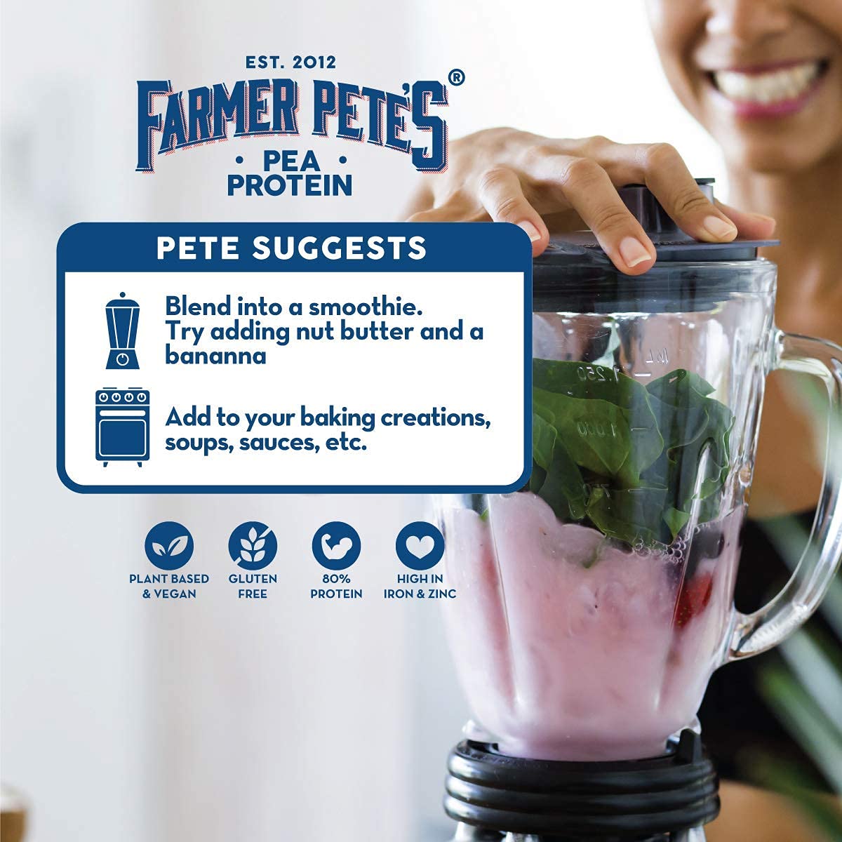 Farmer Pete's Pea Protein Powder 1kg - Dairy Free, Gluten Free, Natural Plant Based Vegan Protein Powder Isolate (1kg)