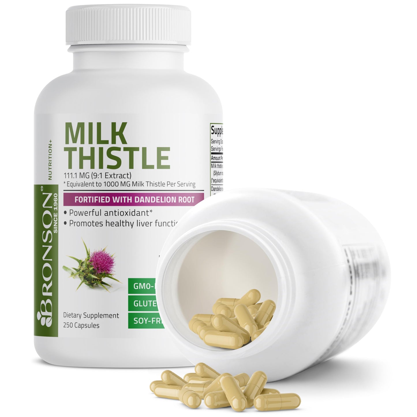 Bronson Milk Thistle Silymarin Marianum & Dandelion Root Liver Health Support