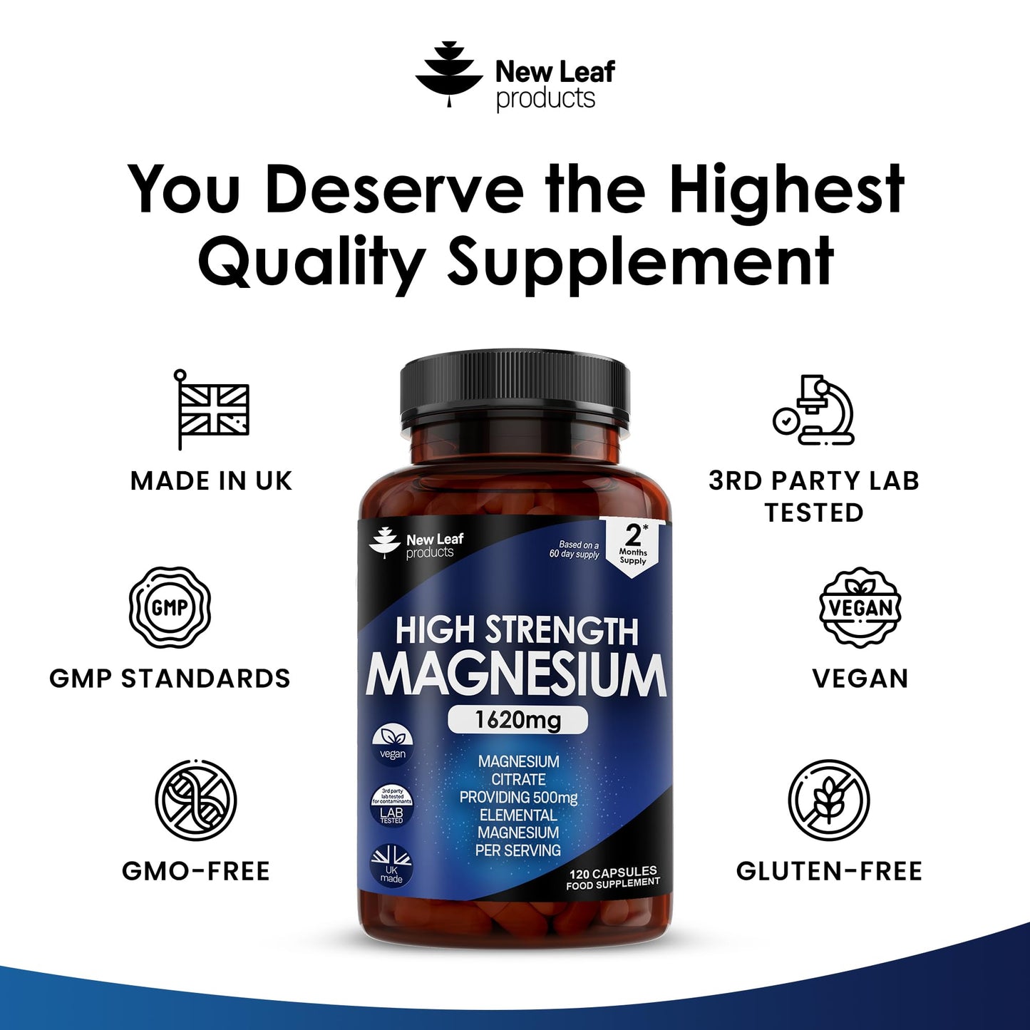 Magnesium Supplements 1620mg - Super Strength - Magnesium Citrate Capsules