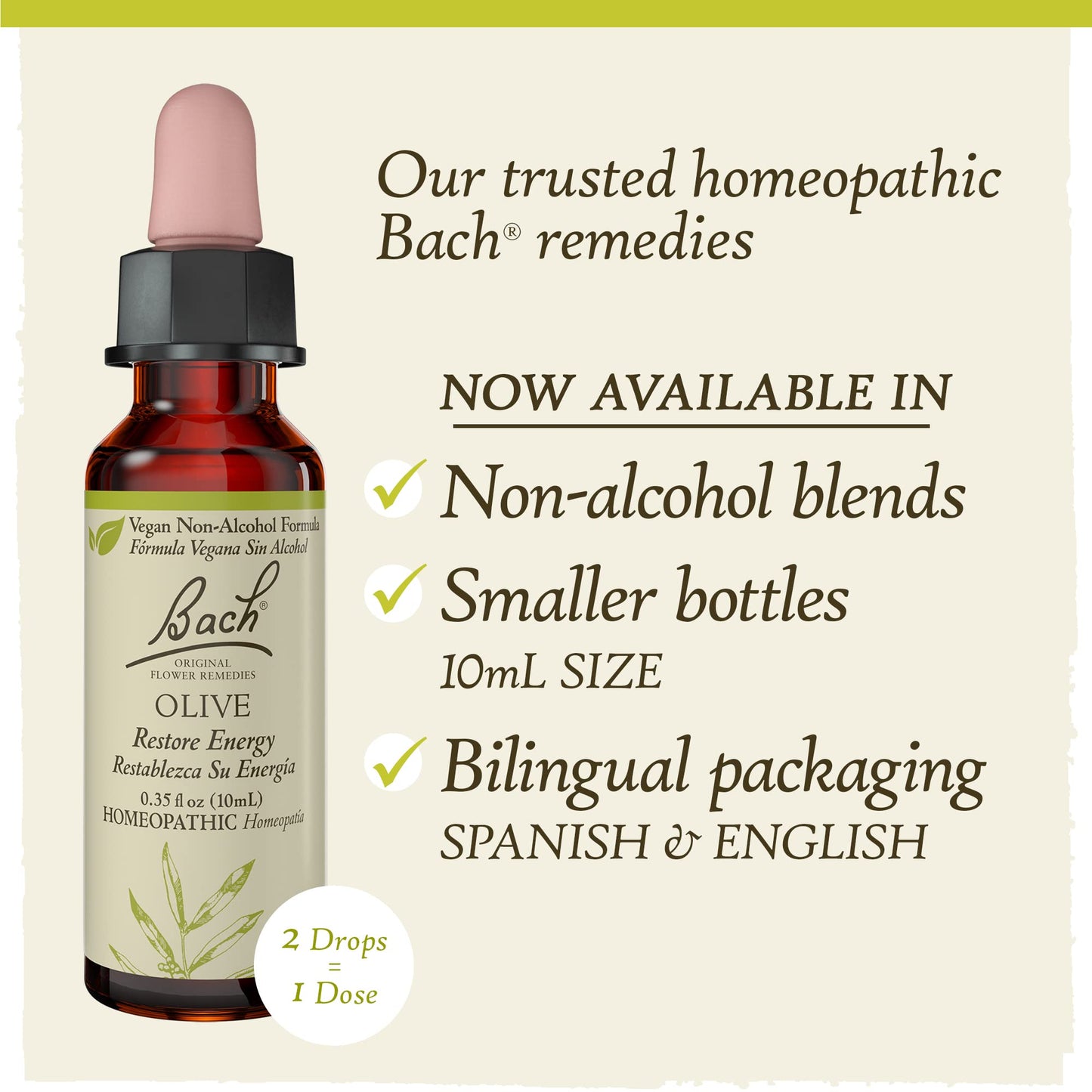 Bach Original Flower Remedies, Olive for Energy (Non-Alcohol Formula), Natural Homeopathic Flower