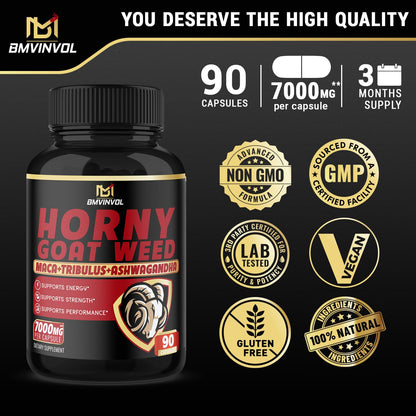 BMVINVOL Horny Goat Weed Capsules - 7000mg Herbal Equivalent