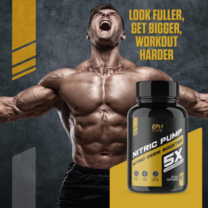 Nitric Pump 5X | #1 Rated Nitric Oxide Booster Supplement | Stim Free Pre Workout