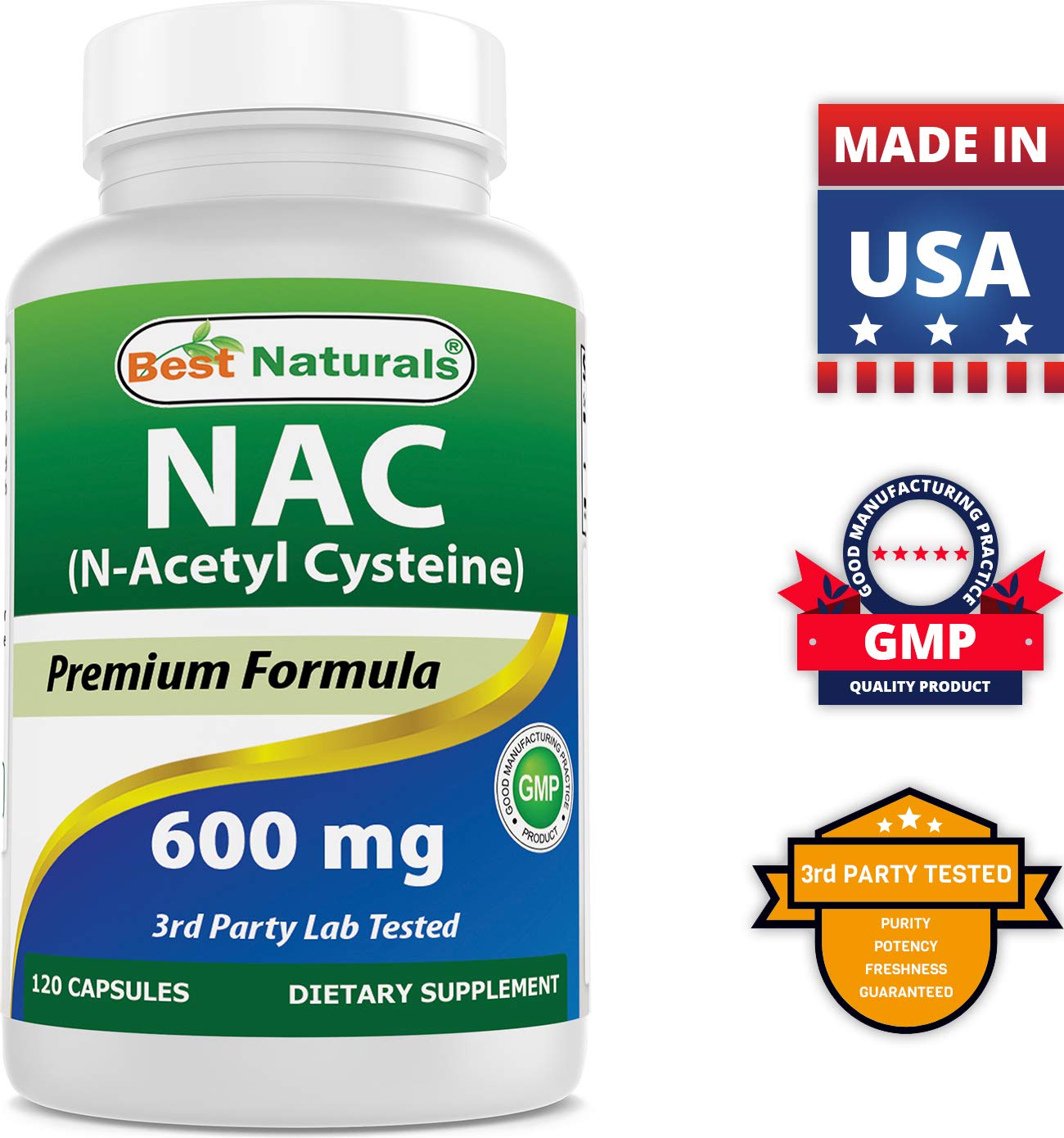 Best Naturals NAC - N Acetyl Cysteine 600 mg 120 Capsules - n Acetyl cysteine