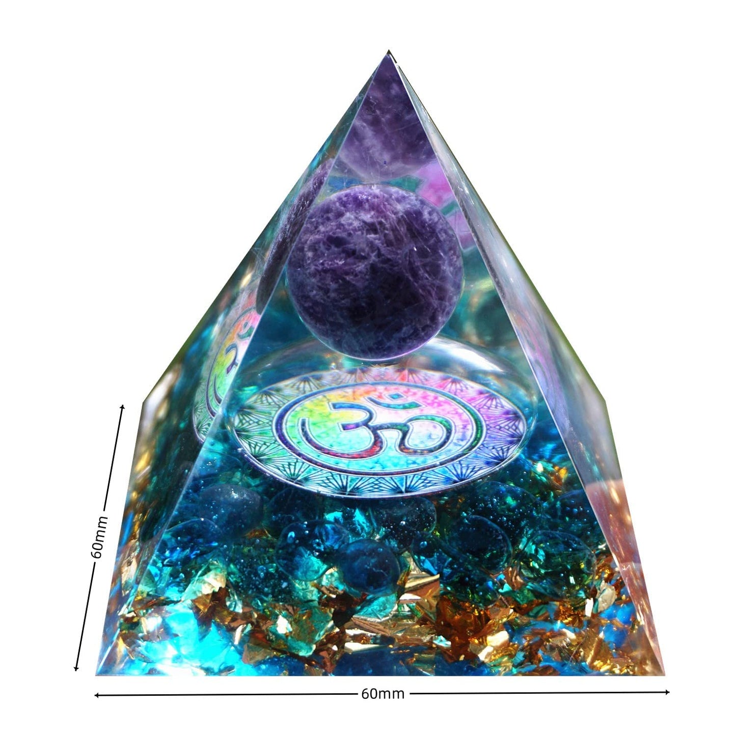 Besorgone Orgonite Pyramid for Positive Energy Amethyst Sphere Chakra Orgone with Blue Quartz