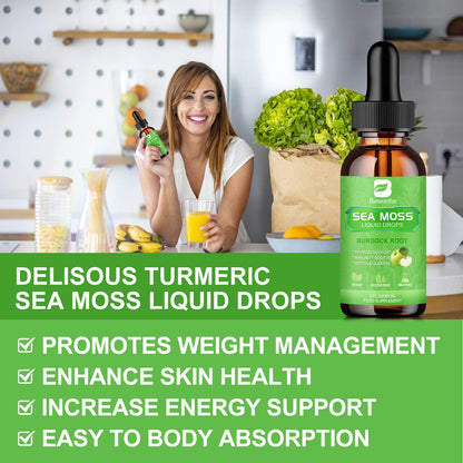 B BEWORTHS Sea Moss Liquid Drops - Organic Irish Sea Moss Gel with Burdock Root