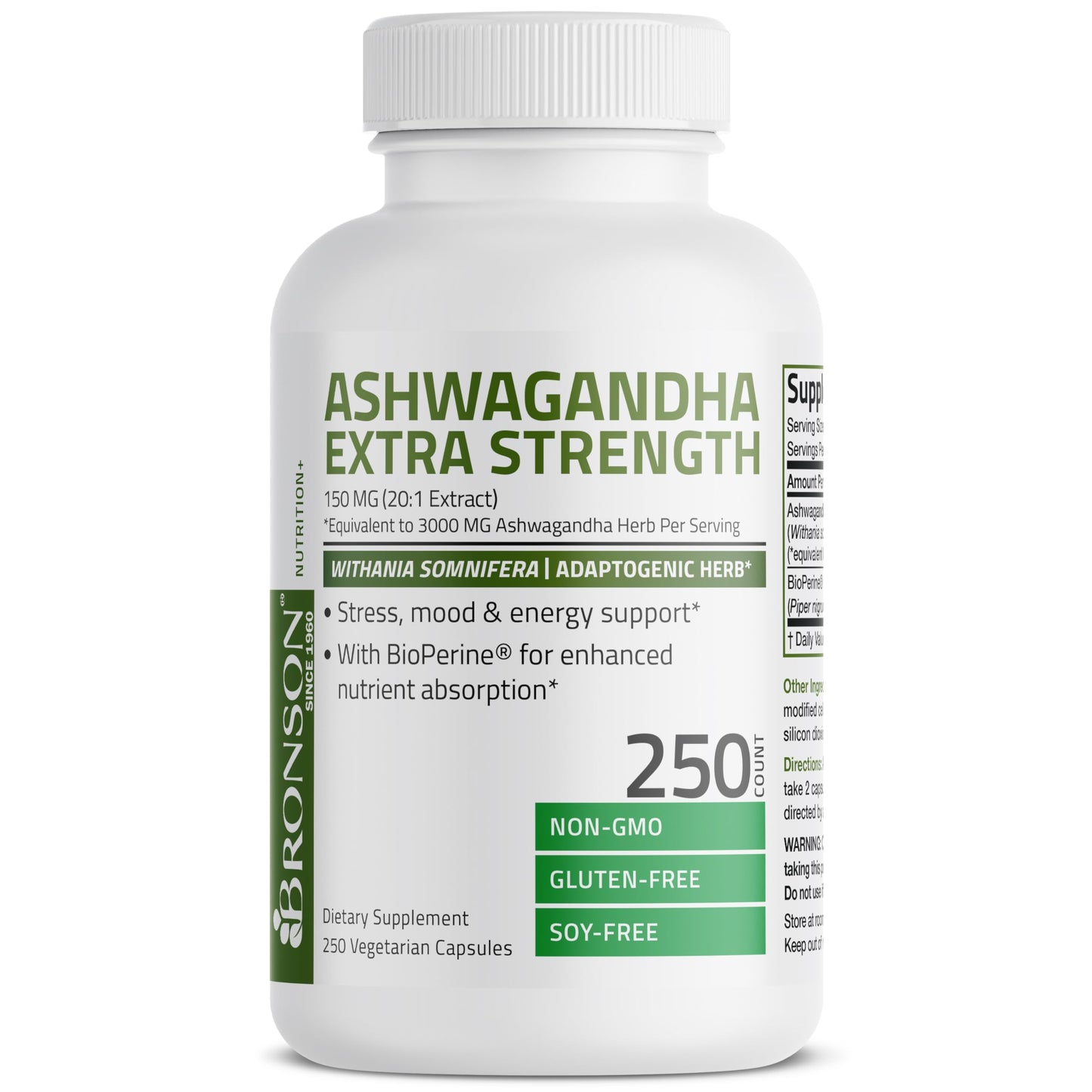 Bronson Ashwagandha Extra Strength 3000 mg Stress & Mood Support with BioPerine