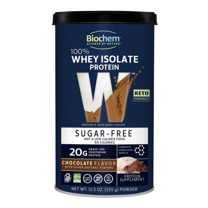 Biochem 100% Whey Sugar-Free Chocolate 20g, 12.5oz, Certified Vegetarian, Certified Glut