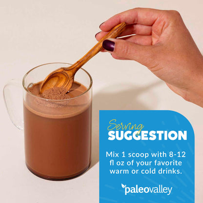 Paleovalley 100% Grass Fed Bone Broth Protein Powder - Chocolate - Rich in Collagen