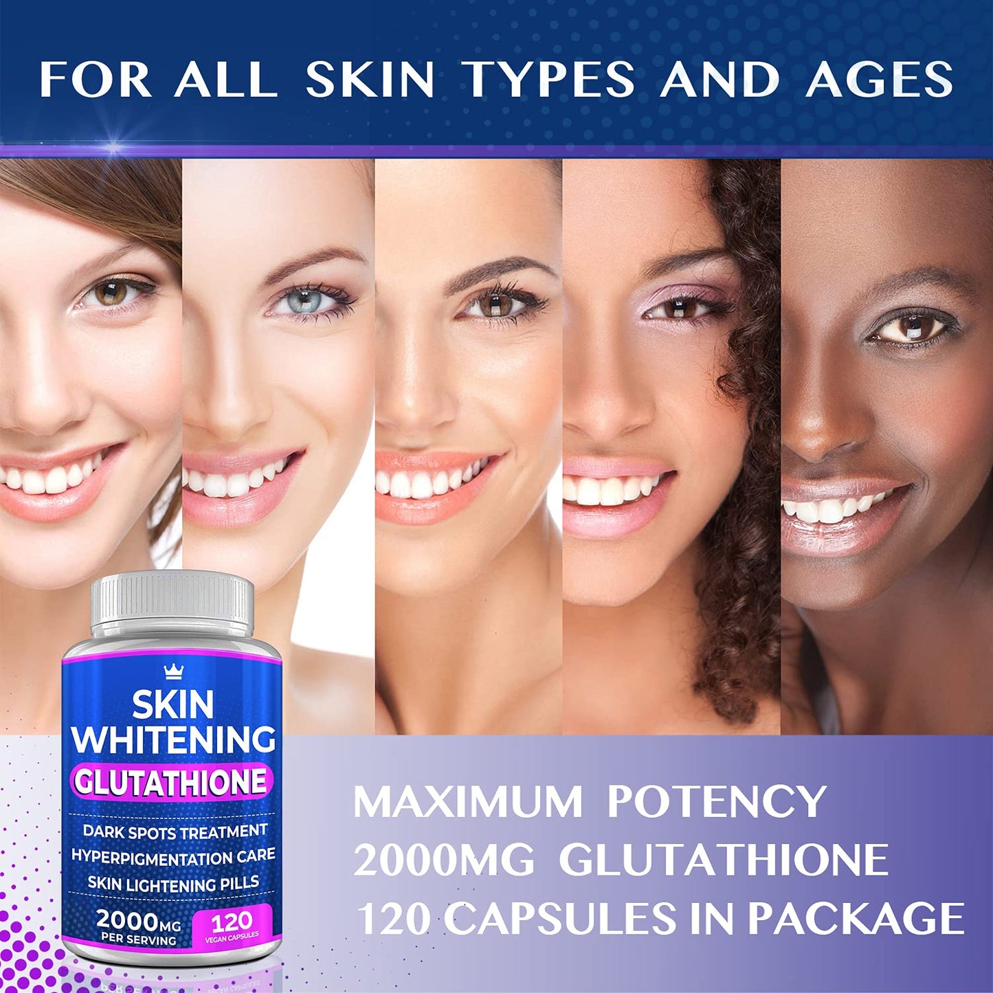 Glutathione Whitening Pills - 120 Capsules 2000mg Glutathione - Effective Skin Lightening