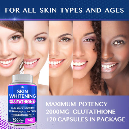 Glutathione Whitening Pills - 120 Capsules 2000mg Glutathione - Effective Skin Lightening