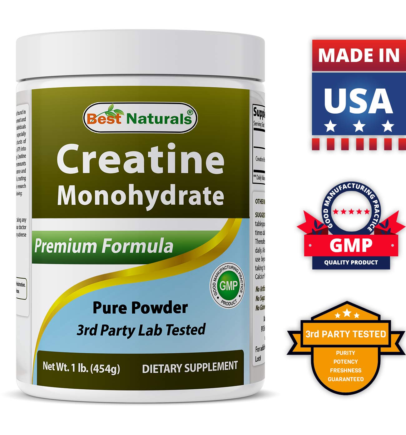 Best Naturals Creatine Monohydrate 1 Lb Pure Powder (1 LB (Pack of 2))