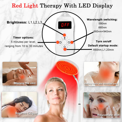 Akarishin Red Light Therapy Lamp for Face- Facial and Body Treatment with Adjustable Height Stand