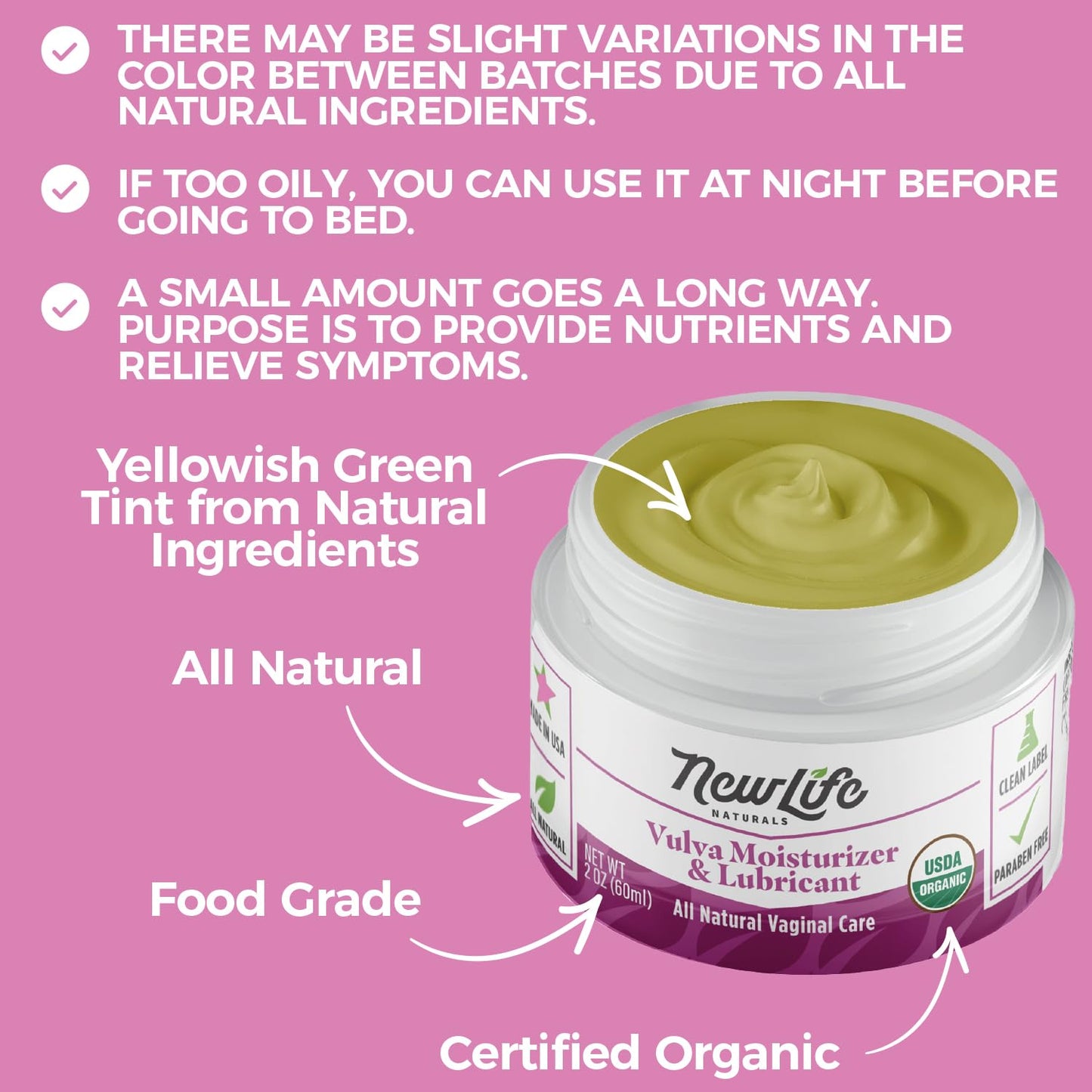 NewLife Naturals Organic Vulva Cream - Vaginal Moisturizer - Intimate Feminine Care