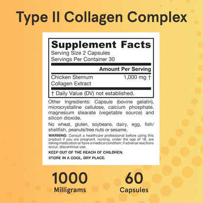 Jarrow's Type II Collagen Complex (Type 2 Collagen), 60 Capsules, Lab-Tested