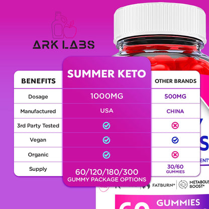 Ark Labs (2 Pack) Summer Keto Gummies - Summer Gummies, Summer Keto ACV Gummy